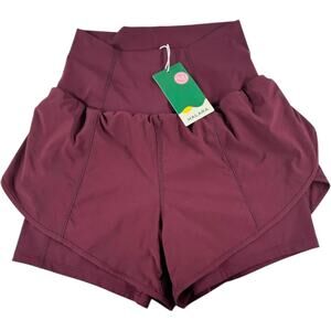 Halara Women High Waisted Athletic Shorts Burgundy Red Size Small NWT